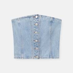 Топ Pull&amp;Bear Denim Corset, бледно-голубой