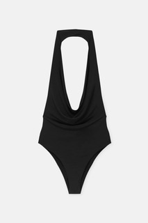 Боди Pull&amp;Bear Draped Halter Neckline, черный