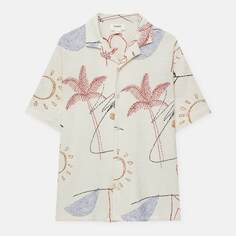 Рубашка Pull&amp;Bear Geometric Shape Print Unisex, кремовый