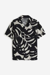 Рубашка H&amp;M Regular Fit Terry Resort Shirt, черный, белый H&M