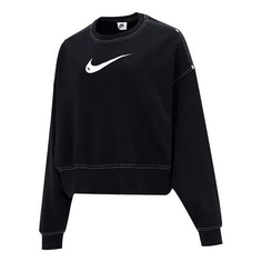 Толстовка (WMNS) Nike Sportswear Swoosh Logo Embroidered Black Hoodie DO7212-010, черный