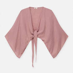 Блуза-кимоно Pull&amp;Bear Cropped Kimono With Knot, розовый