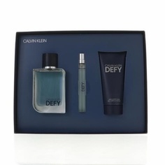 DEFY by Calvin Klein Подарочный набор из 3 предметов, туалетная вода-спрей на 3,3 унции - новая коробка