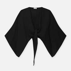 Блуза-кимоно Pull&amp;Bear Cropped Kimono, черный