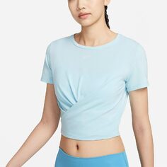 Топ Nike Dri-FIT One Luxe Women&apos;s Twist Standard Fit Short-Sleeve, светло-голубой