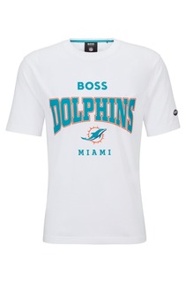 Футболка Boss X Nfl Stretch-cotton With Collaborative Branding Dolphins, белый