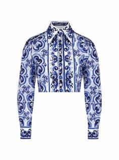 Укороченная рубашка с принтом Majolica Dolce&amp;Gabbana