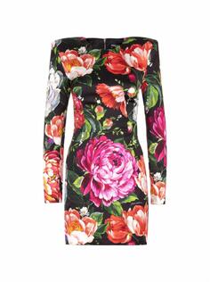 Атласное платье с цветочным принтом Dolce&amp;Gabbana
