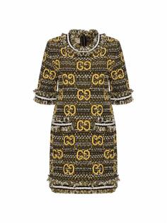 Твидовое платье с монограммой Gucci
