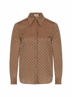 Шелковая блузка с монограммой Gucci