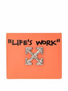 Кожаная визитница с принтом Life&apos;s Work Off-White