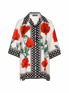 Шёлковая рубашка с принтом маков Dolce&amp;Gabbana