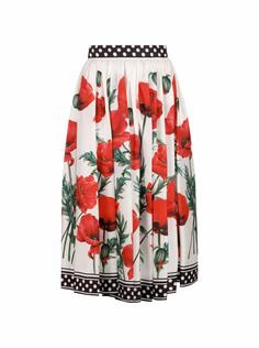 Шёлковая юбка с принтом маков Dolce&amp;Gabbana