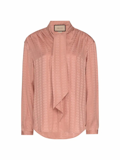 Шелковая блузка с монограммой Gucci