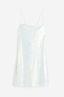 Платье H&amp;M Sequined Bodycon, белый/серебристый H&M
