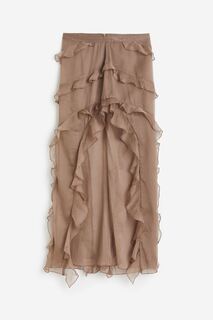 Юбка H&amp;M Flounce-trimmed Crinkled, темно-бежевый H&M