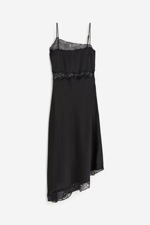 Платье H&amp;M Lace-trimmed Slip, черный H&M
