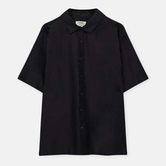 Рубашка Pull&amp;Bear с коротким рукавом, черный
