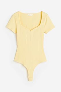 Боди H&amp;M Ribbed Thong, светло-желтый H&M