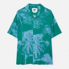 Рубашка Pull&amp;Bear Stwd Palm Tree с короткими рукавами, зеленый