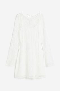 Платье H&amp;M Lacing-detail Open-backed Lace, кремовый H&M