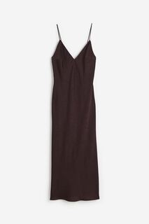 Платье H&amp;M V-neck Slip, темно-коричневый H&M
