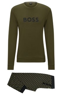 Пижама Hugo Boss Signature In Organic Cotton, зеленый