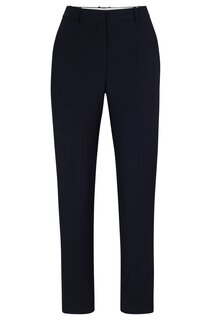 Брюки Hugo Boss Cropped Regular-fit Trousers In Wool, темно-синий