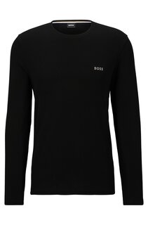 Лонгслив Hugo Boss Cotton-blend Pajama With Embroidered Logo, черный