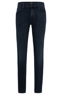 Джинсы Hugo Boss Regular-fit In Coal-navy Cashmere-touch Denim, темно-синий