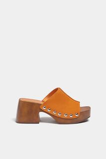 Босоножки сабо Pull&amp;Bear Wooden Wedges, оранжевый