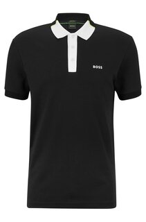 Рубашка-поло Hugo/Hugo Boss Regular-fit In Interlock Cotton, чёрный