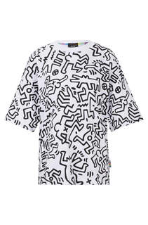 Футболка Boss X Keith Haring Gender-neutral Graphic In Cotton Jersey, белый/черный