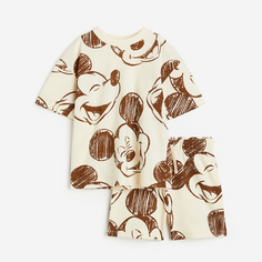 Комплект, футболка + шорты H&amp;M Kids Printed Mickey Mouse, кремовый H&M