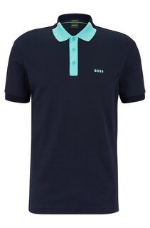 Рубашка-поло Hugo/Hugo Boss Regular-fit In Interlock Cotton, тёмно-синий