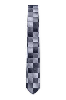 Галстук Hugo Boss Silk-blend With Jacquard Pattern, темно-синий