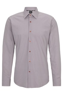 Рубашка Hugo Boss стандартного кроя из эластичного хлопка с рисунком, бордовый/серый