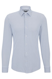 Рубашка приталенная Hugo Boss из эластичной ткани с рисунком, голубой
