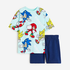 Комплект, футболка + шорты H&amp;M Kids Printed Sonic the Hedgehog, светло-бирюзовый H&M