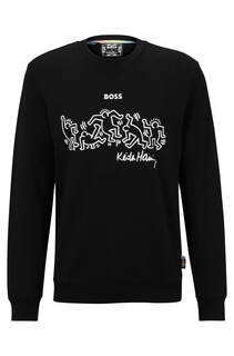 Свитшот Boss x Keith Haring Gender-neutral Cotton-blend With Special Artwork Unisex, черный