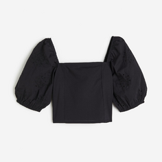 Блузка H&amp;M Puff-sleeved, черный H&M