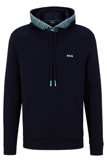 Толстовка Hugo/Hugo Boss Cotton-blend With Multi-colored Logos, тёмно-синий