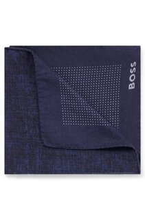 Платок Hugo Boss Printed Pocket Square In Cotton And Wool, темно-синий