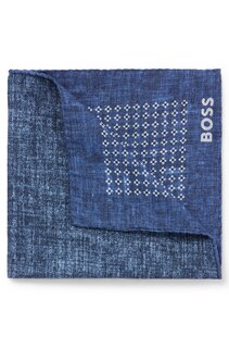 Платок Hugo Boss Printed Pocket Square In Cotton And Wool, синий