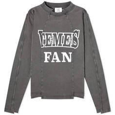 Лонгслив Vetements Fan Deconstructed Fitted Tee, пыльно-черный