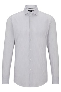 Рубашка Hugo Boss приталенного кроя из функциональной эластичной ткани в полоску, светло-серый