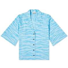 Рубашка GANNI Printed Cotton, синий