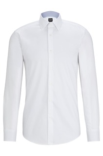 Рубашка Hugo Boss приталенного кроя из хлопчатобумажного поплина, легко поддающегося глажке, белый