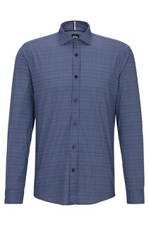 Рубашка Hugo Boss приталенного кроя из эластичного хлопка с принтом, темно-синий