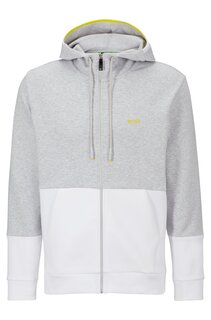 Толстовка Hugo/Hugo Boss Cotton-blend Zip-up With Embroidered Logo, светло-серый